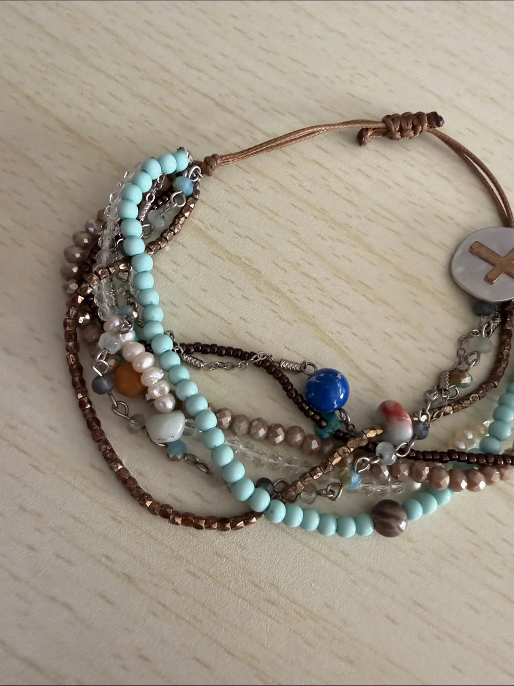 Multi-Strand Turquoise & Gold Bead Wrap Bracelet
